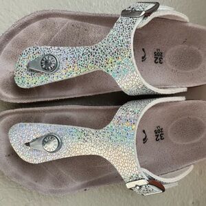 Girls Birkenstock Silver Glitter Sandals